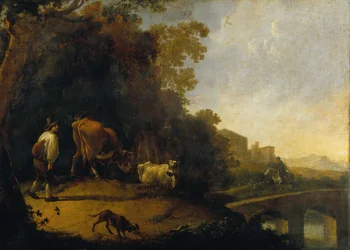 A Man Driving Cows